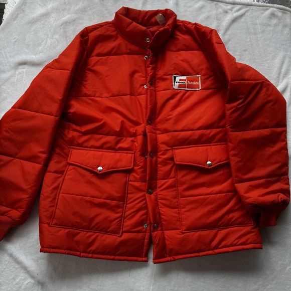 Other - Vintage Weathercaster Jacket Mens Large Red FRAM Autolite Patch Workwear 80s USA